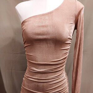 Forever 21 Camel Knit Dress One Shoulder Women's S NWT